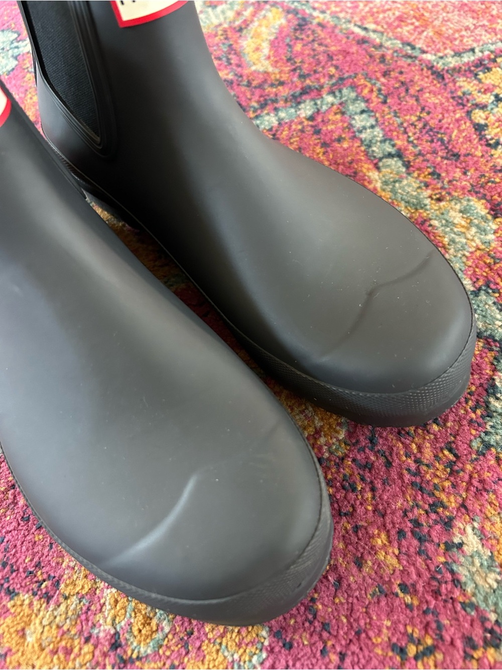 NWOT Hunter | Women’s Black Chelsea Ankle Length Rain Boot Pull Tab Size 9 - Picture 10 of 16